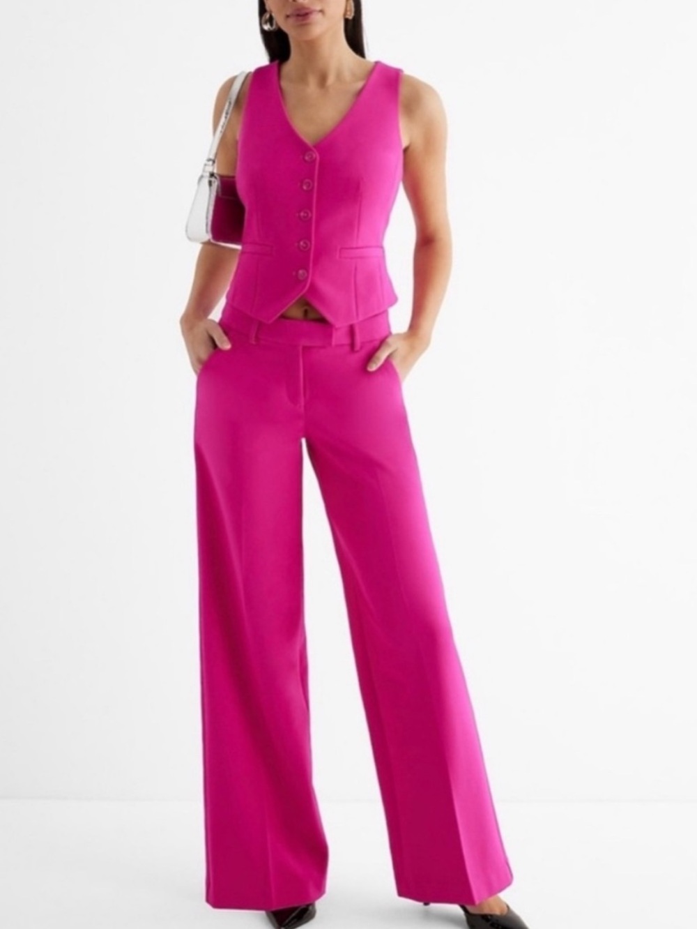 EXPRESS Editor Relaxed Trouser Mid-Rise Wide-Leg Pants - FABULOUS! - size 8